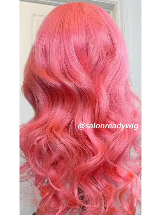 Wear & Go Pink Color 6x4 Lace Closure Pre Plucked Body Wave Glueless Wig