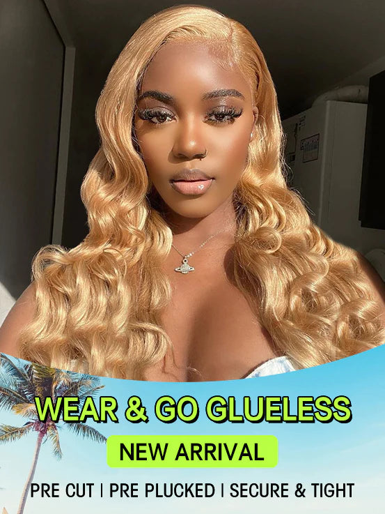 Wear & Go Pre Cut 6x4 Lace Honey Blonde #27 Body Wave Glueless Wig