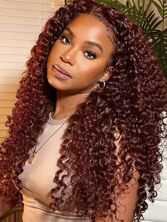 Wear & Go Reddish Brown #33 Color Deep Wave 6x4 HD Lace Glueless Wigs