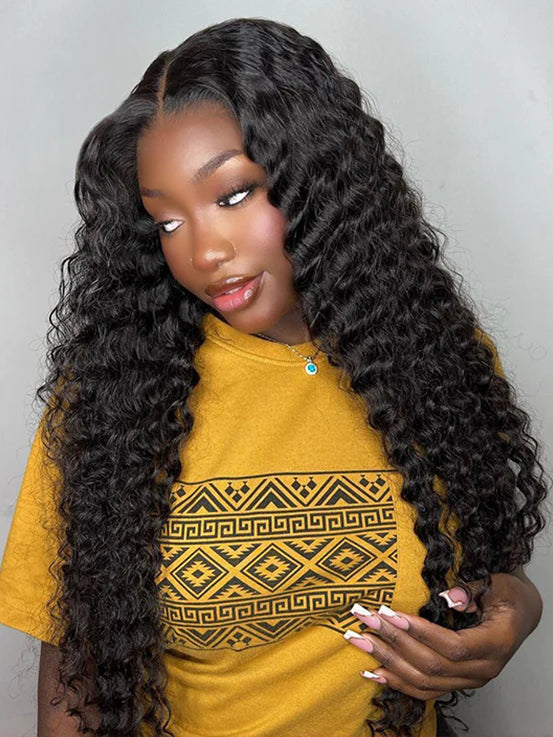 Skin Melted Invisible Lace Loose Deep Wave 6x4 Glueless Lace Closure Wigs