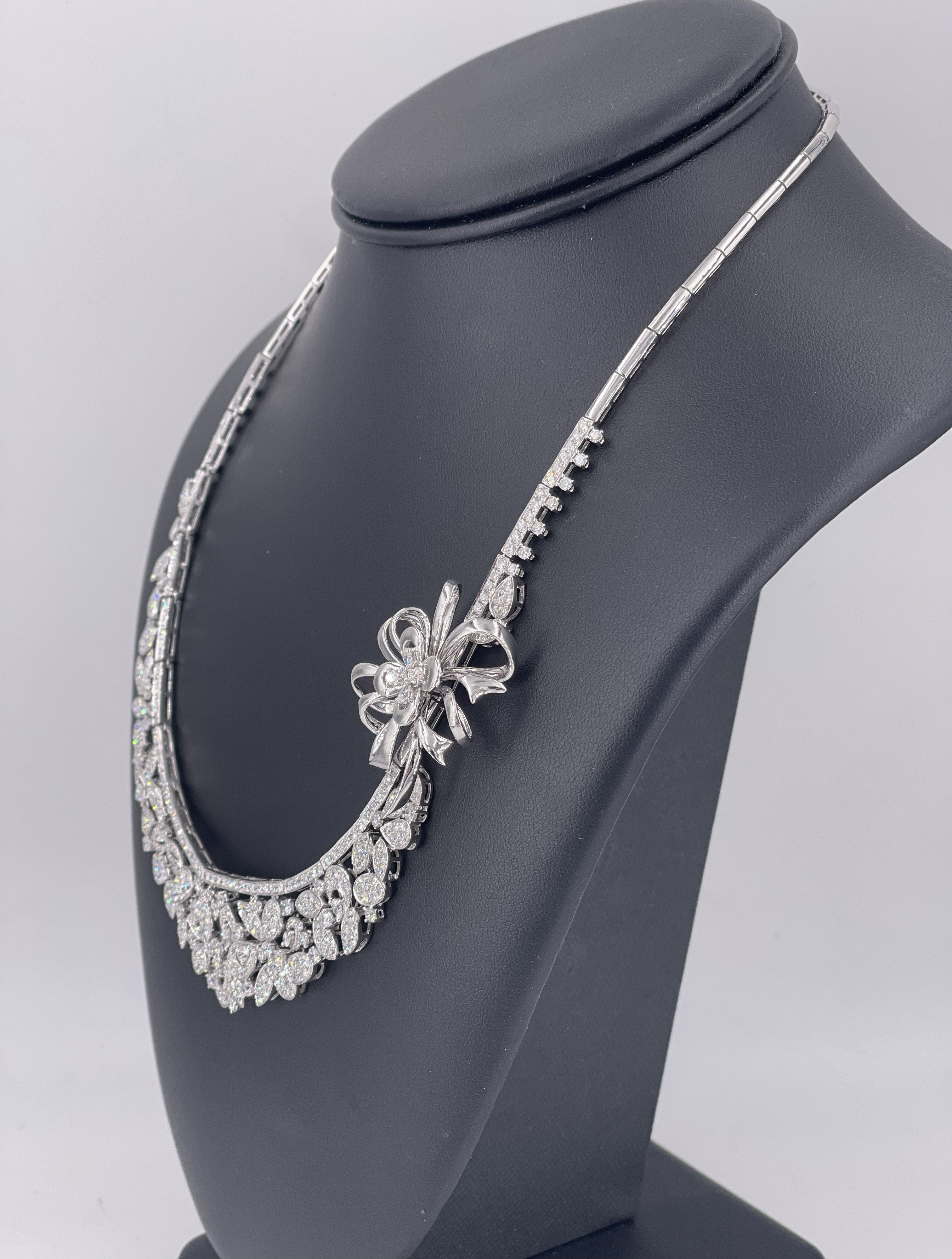 18k White Gold 14.50CT Diamond Fancy Cocktail Necklace, 64.4gm, 19