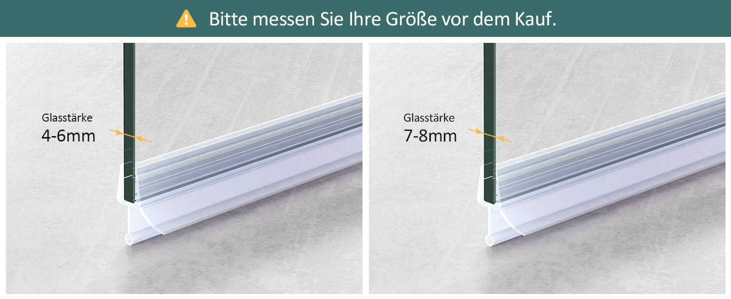 Universell und Zuscheidbar Duschkabinendichtung für 7-8mm Glasstärke (02X8  Serie) I