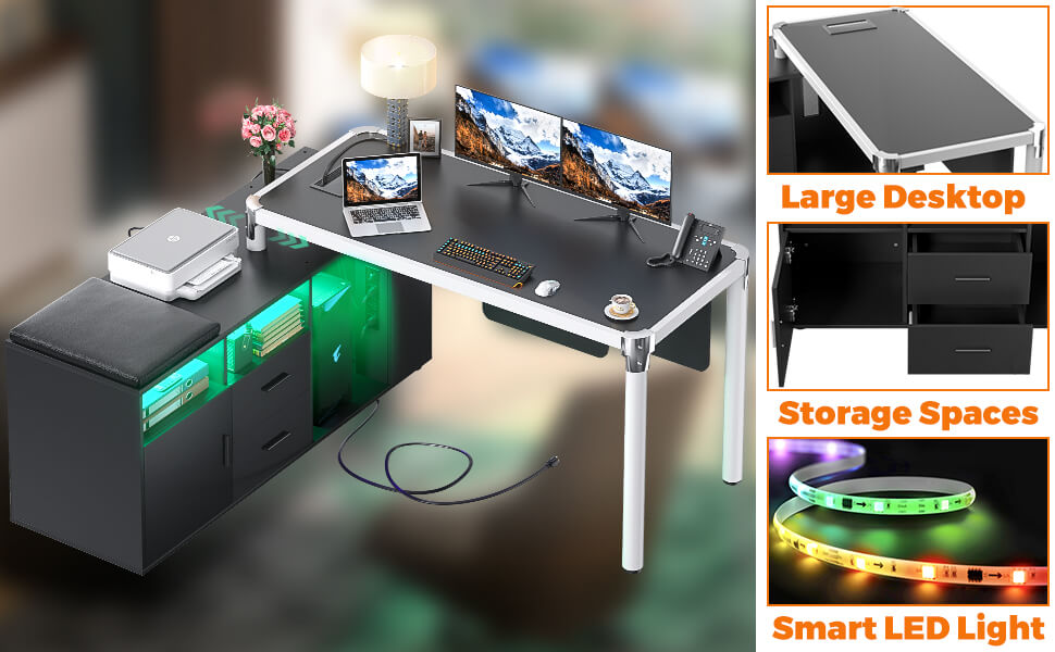 l shaped office desk with storage