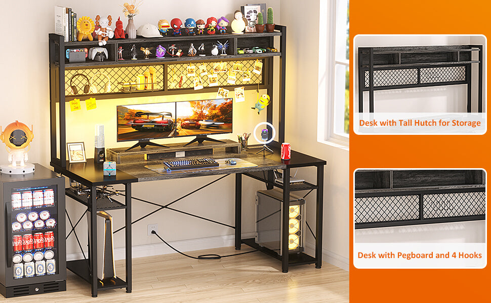 unikito gaming desk with hutch