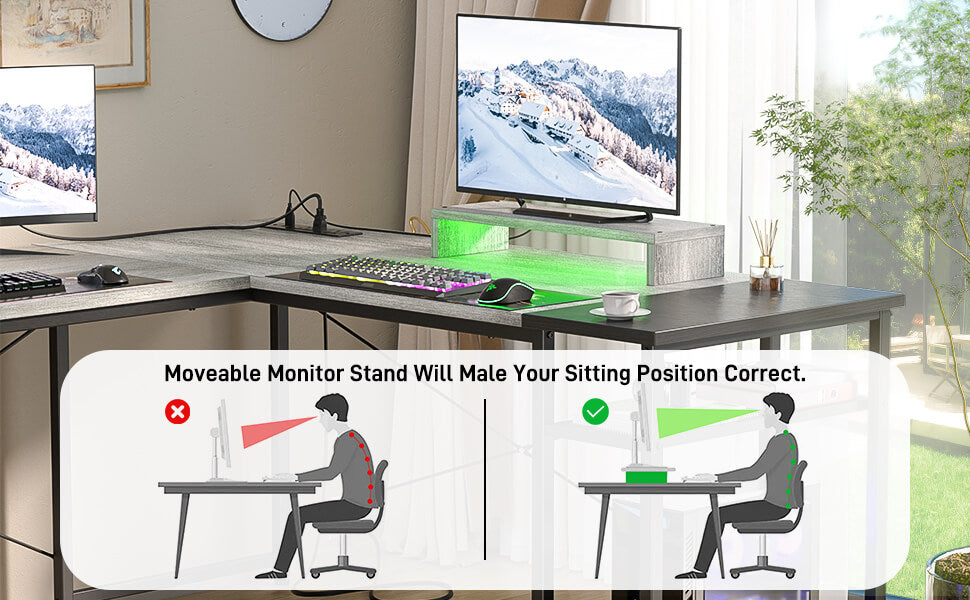 l shaped desk with monitor stand