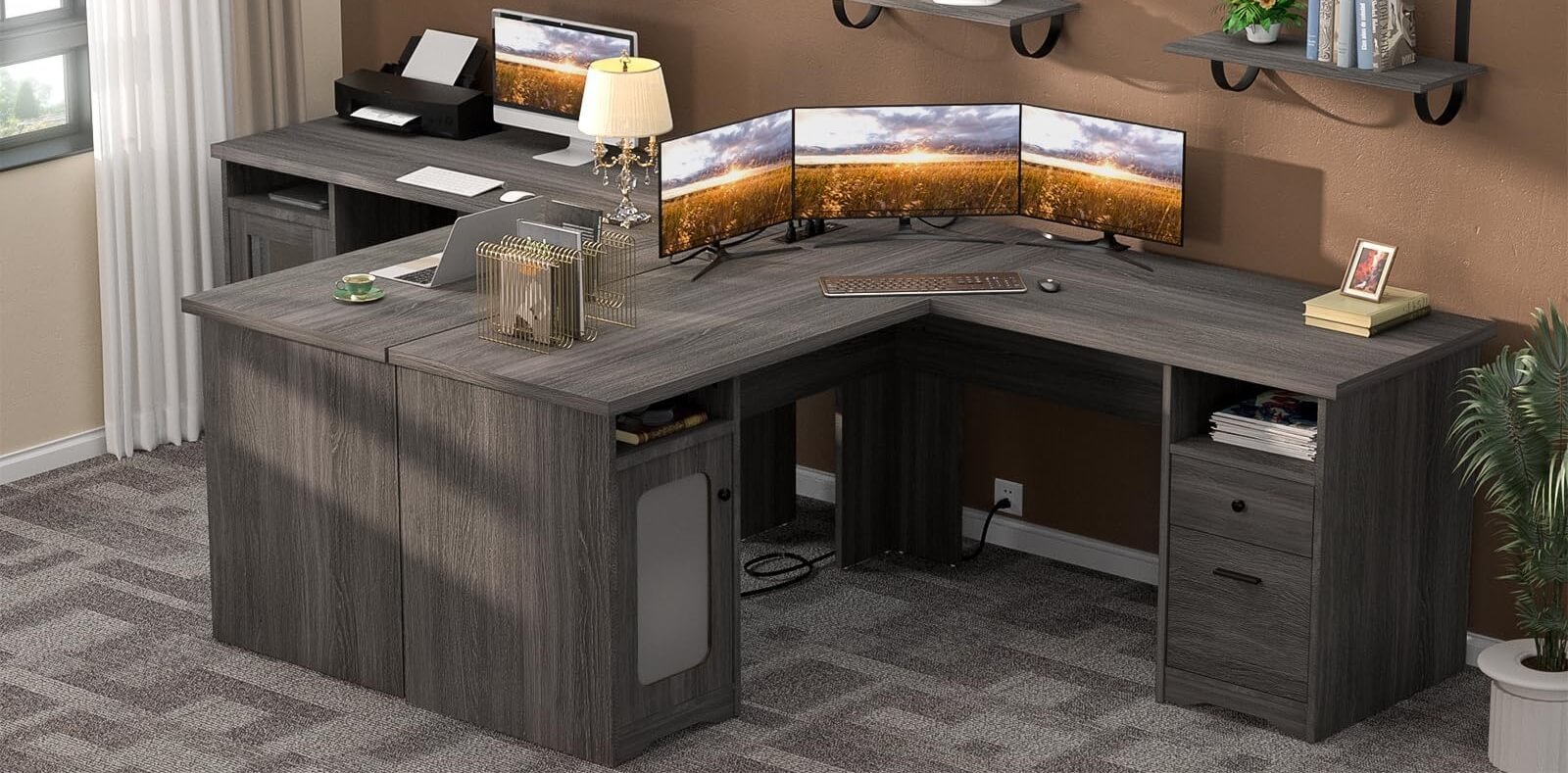 unikito l shaped desk with drawer