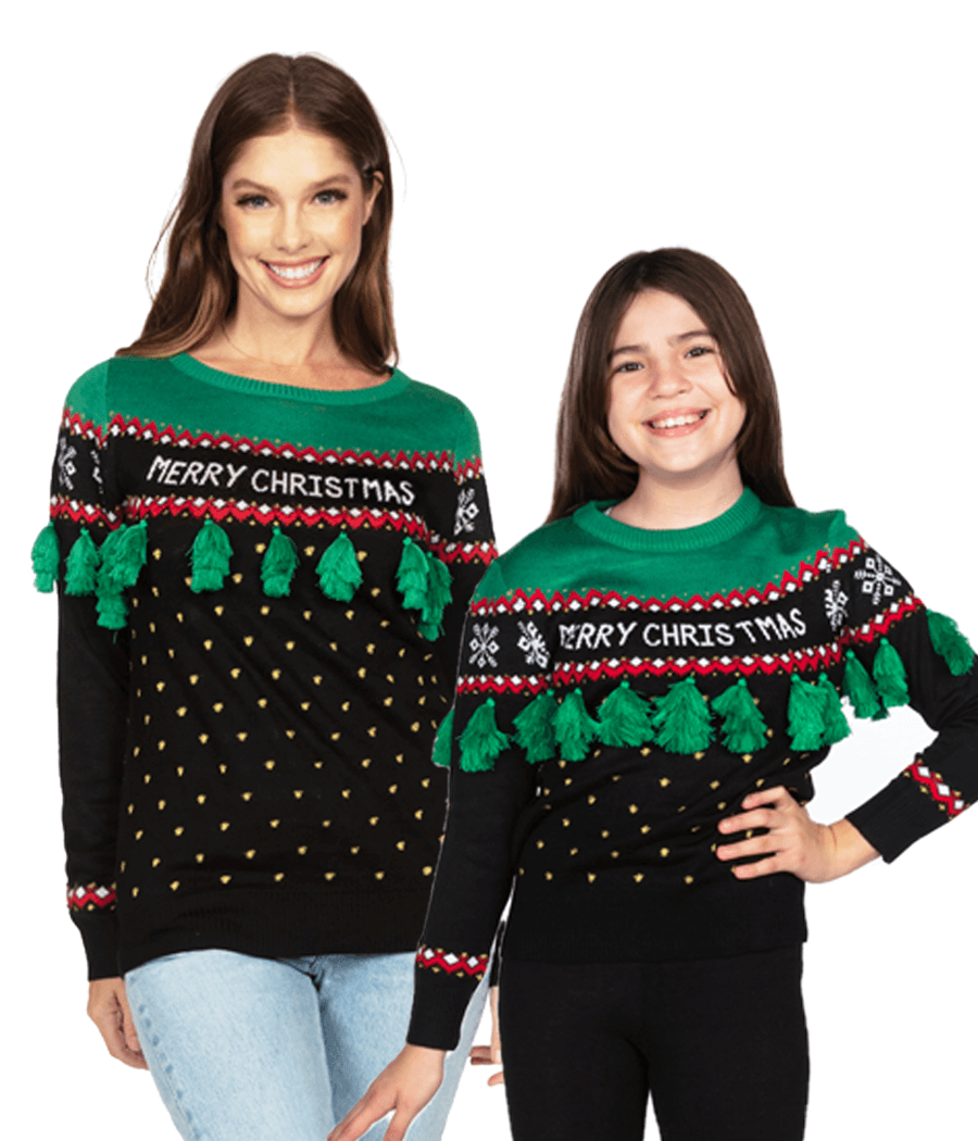 Mommy & Me Christmas Tree Tassel Ugly Christmas Sweaters
