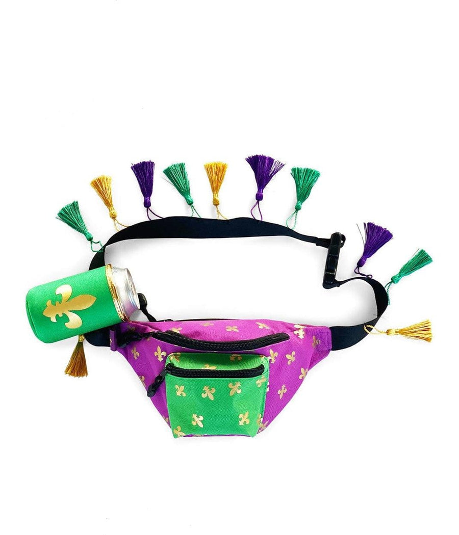 Mardi Gras Tassel Fanny Pack with Drink Holder