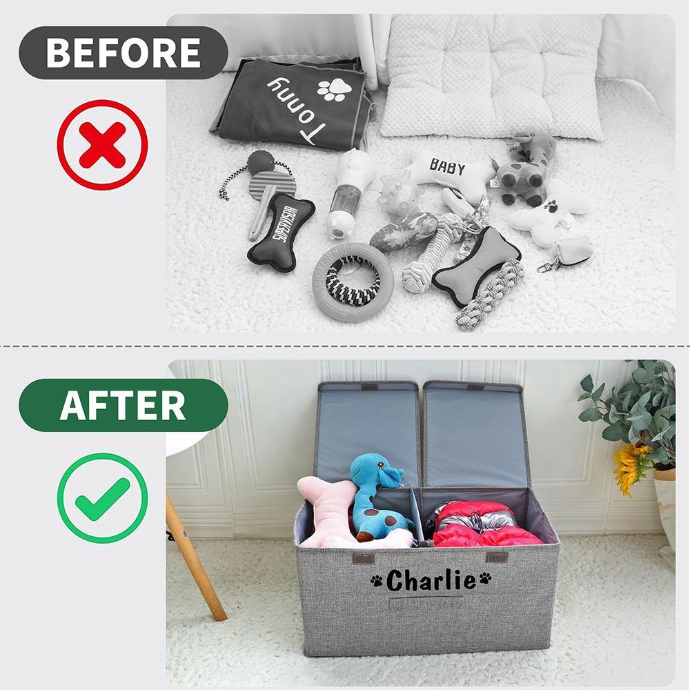 Personalized Double Dog Folding Storage Basket