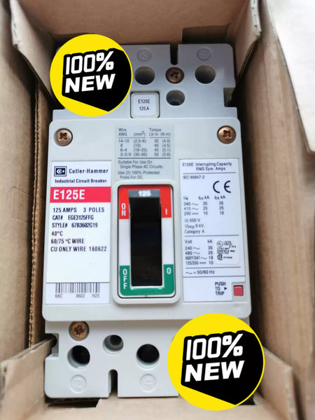Cuthler-Hammer Cutler Hammer Circuit Breaker E125E, 125A, EGE3125FFG