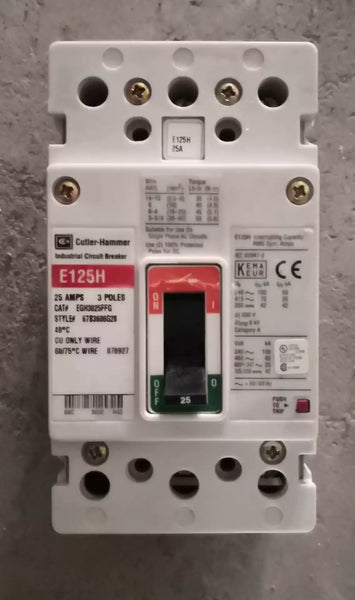 Cutler-Hammer Circuit Breaker E125H EGH3025FFG 67B3606G28