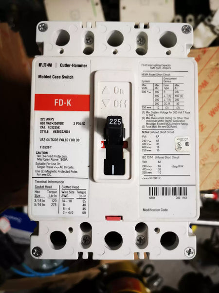 Eaton Cutler-Hammer Circuit Breaker FD-K FD3225K 6639C02G01
