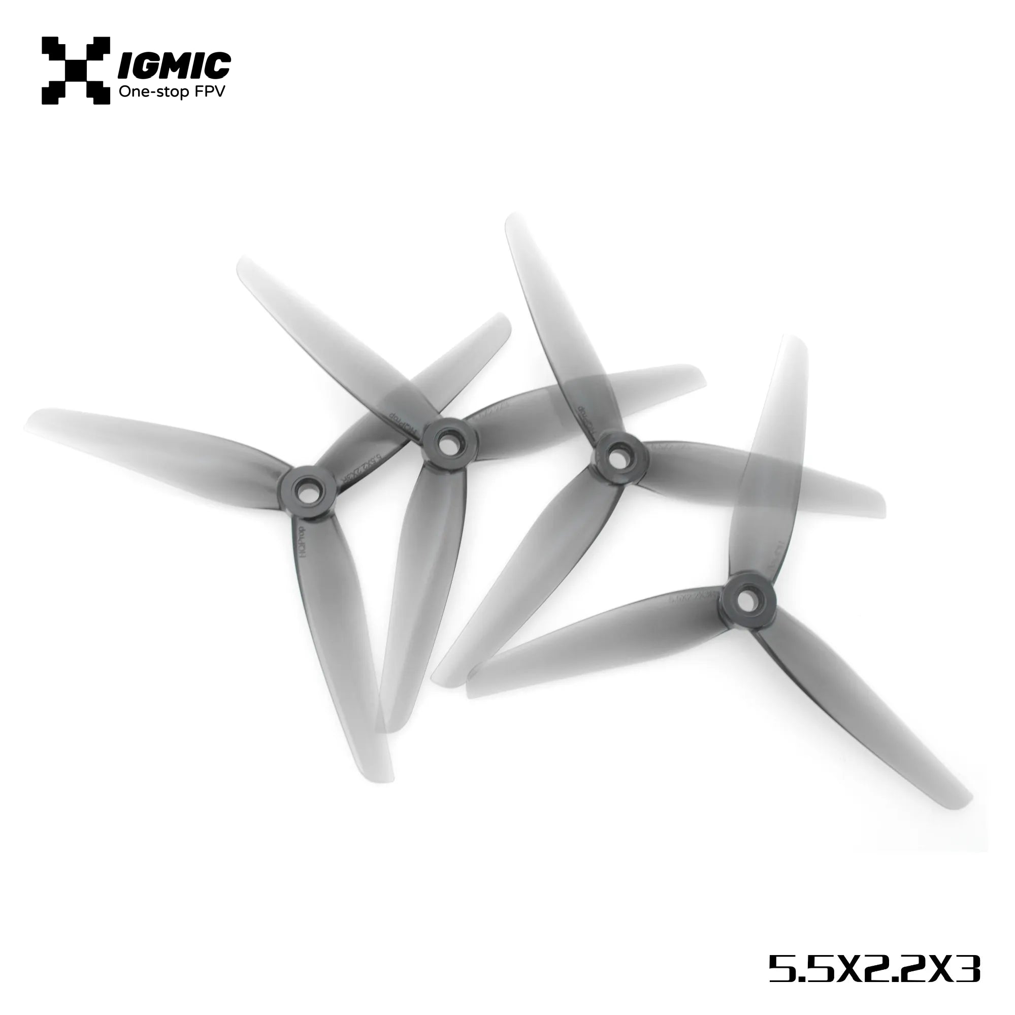 IGMIC  5.5X2.2X3 inch Helical Tri-Blade Propeller for FPV Drone Light Grey (2CW+2CCW)-Poly Carbonate