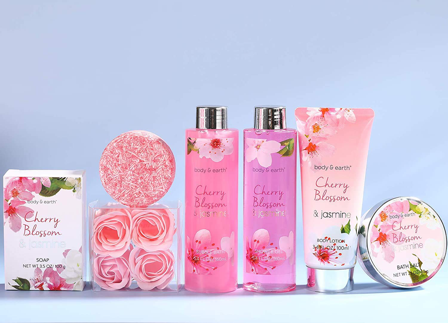 Gift Basket for Women - Spa Gift Baskets 8 Pcs Women Bath Sets with Cherry Blossom & Jasmine