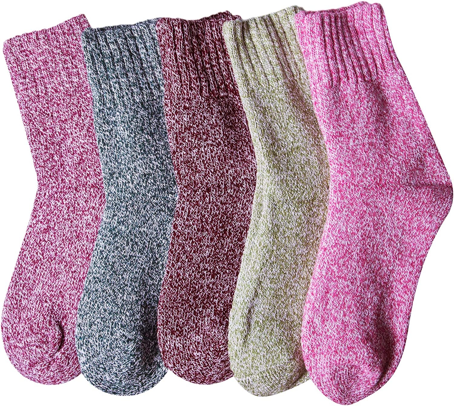 5 Pairs Womens Wool Socks Thick Knit Warm Winter Socks for Women Cozy Comfy Socks