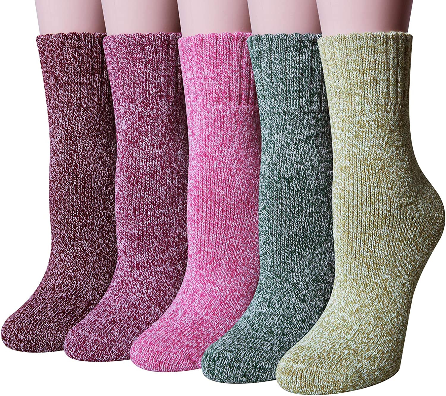 5 Pairs Womens Wool Socks Thick Knit Warm Winter Socks for Women Cozy Comfy Socks