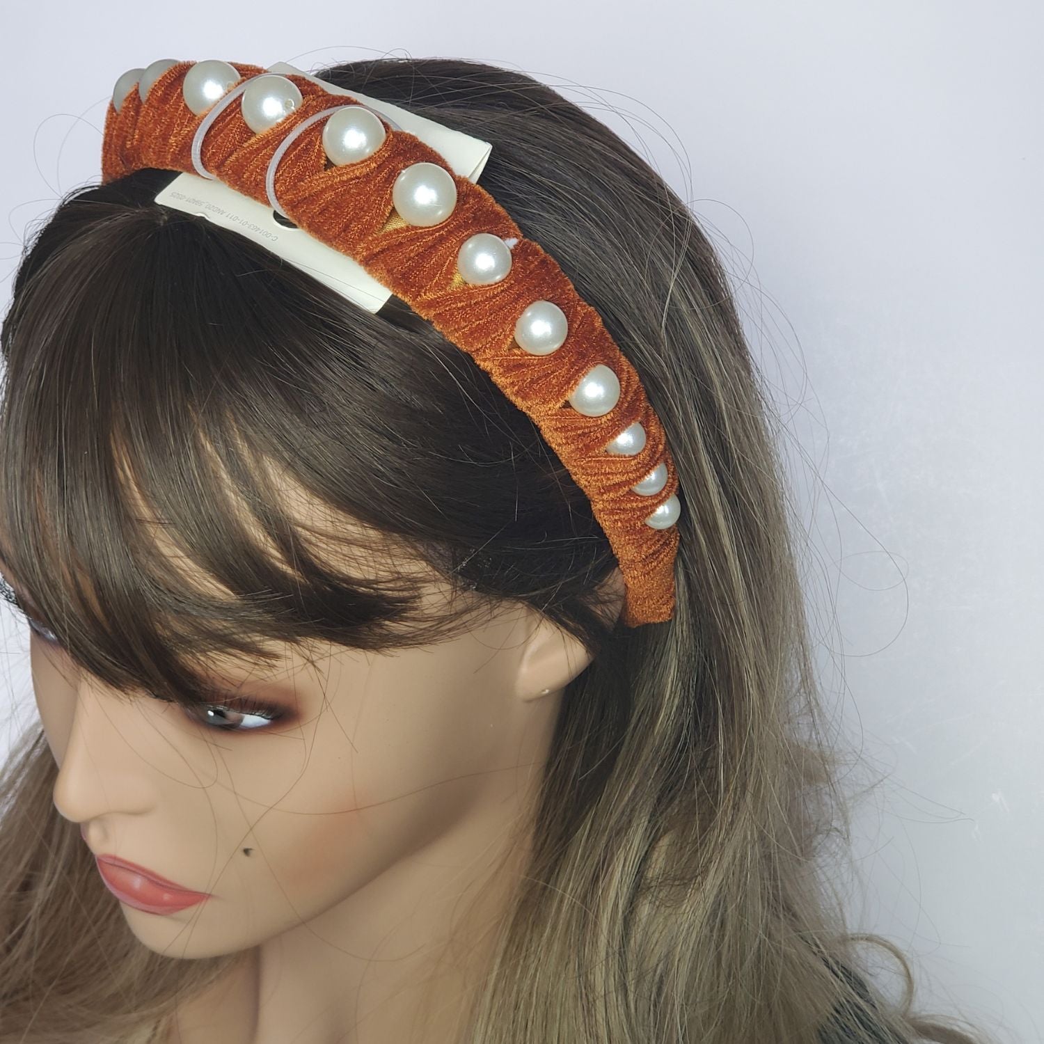 Velvet Wrapped Pearl Headband - A New Day Copper