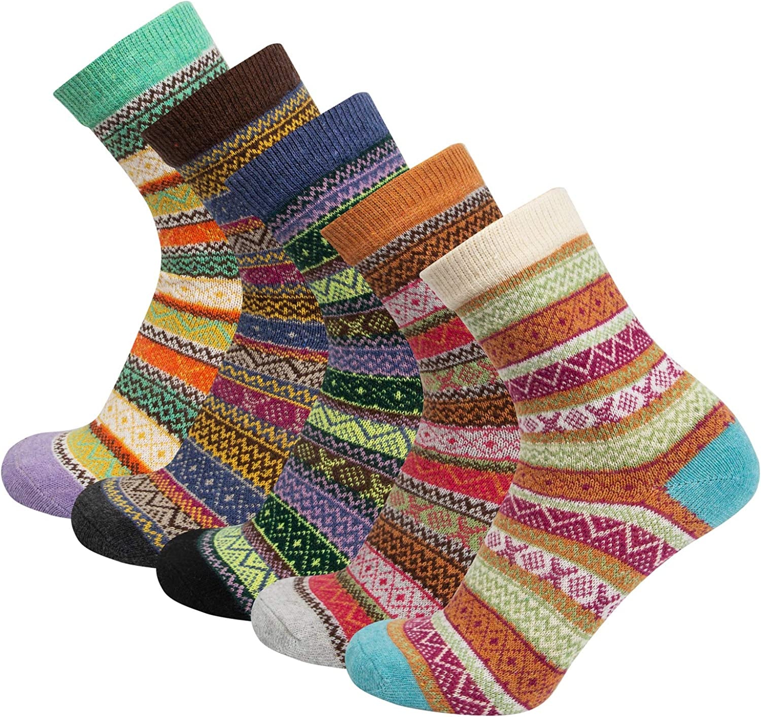 5 Pairs Womens Wool Socks Thick Knit Warm Winter Socks for Women Cozy Comfy Socks