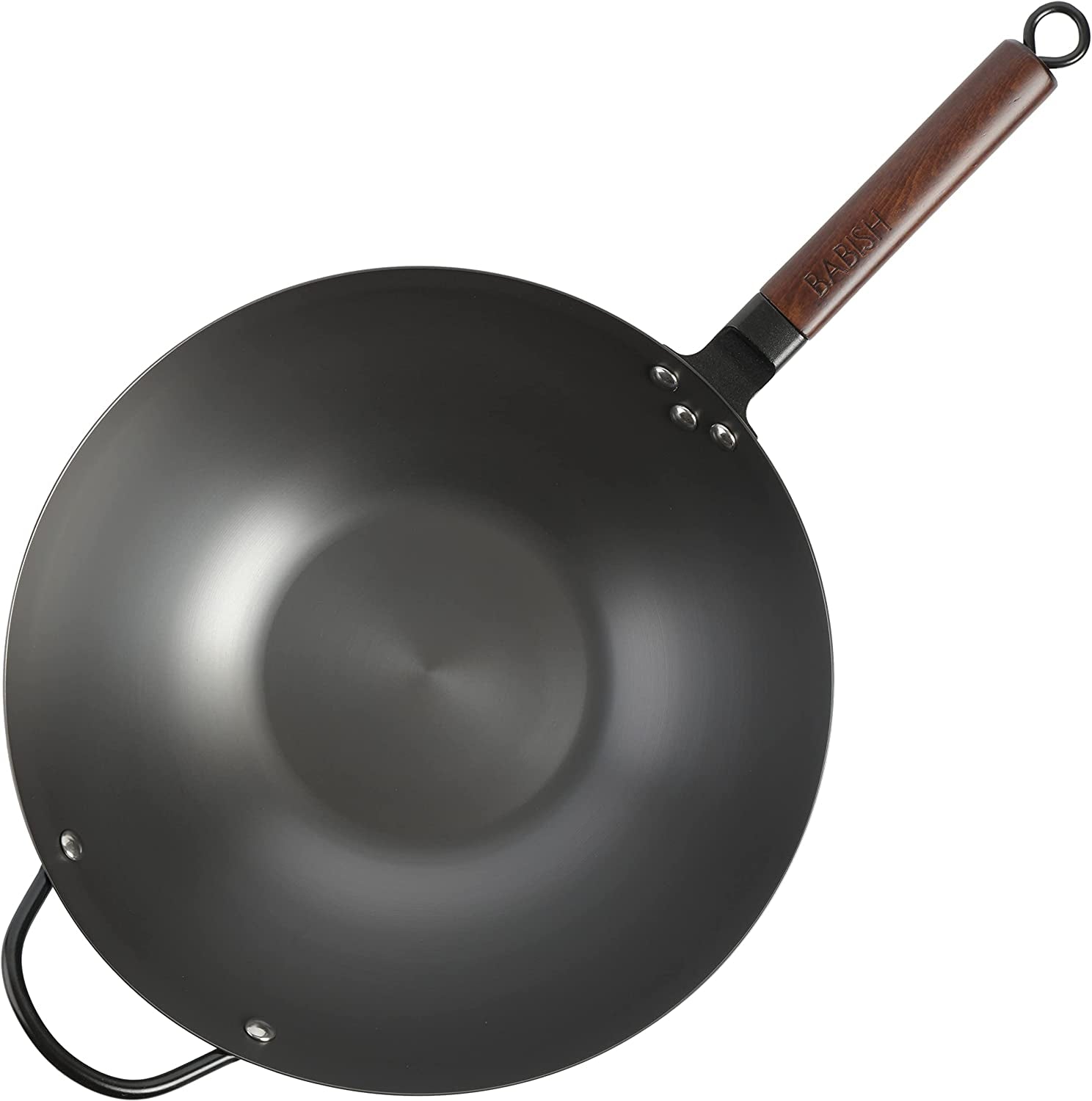 Babish Carbon Steel Flat Bottom Wok and Stir Fry Pan, 14-Inch