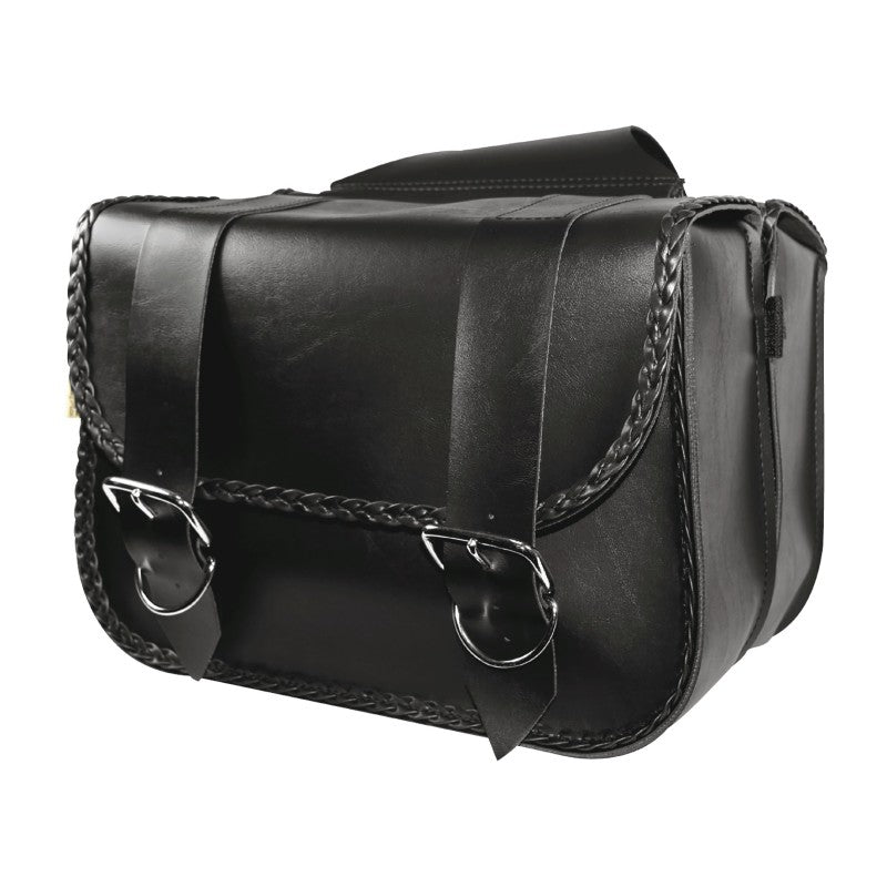 Willie & Max Universal Braided Straight Saddlebags (14.5 in L x 12 in W x 5.5 in H) - Black