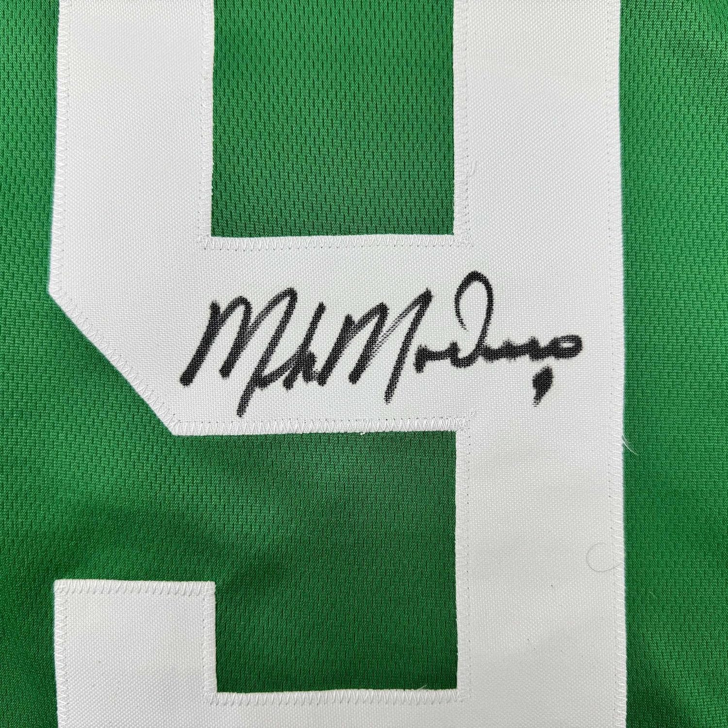 Framed Autographed/Signed Mike Modano 33x42 Dallas Green Retro Hockey Jersey Beckett BAS COA
