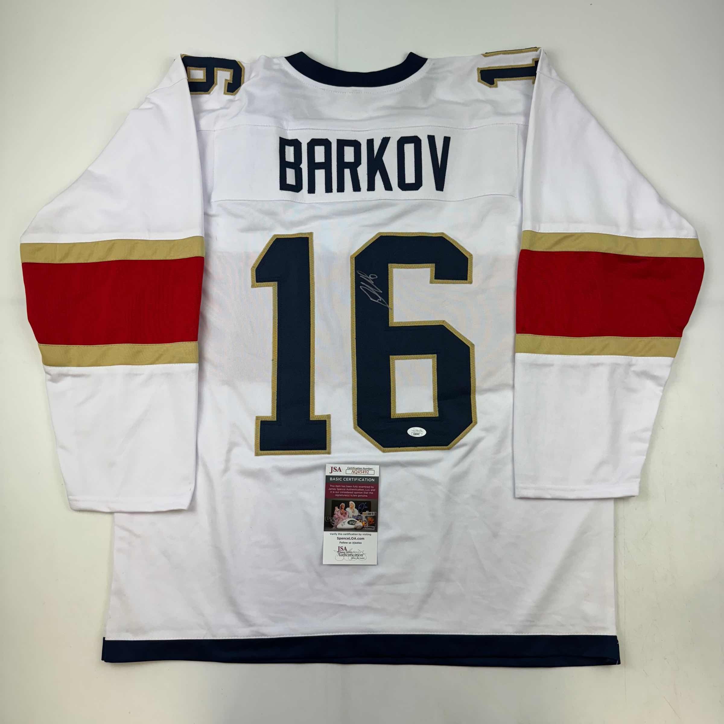 Autographed/Signed Aleksander Barkov Florida White Hockey Jersey JSA COA