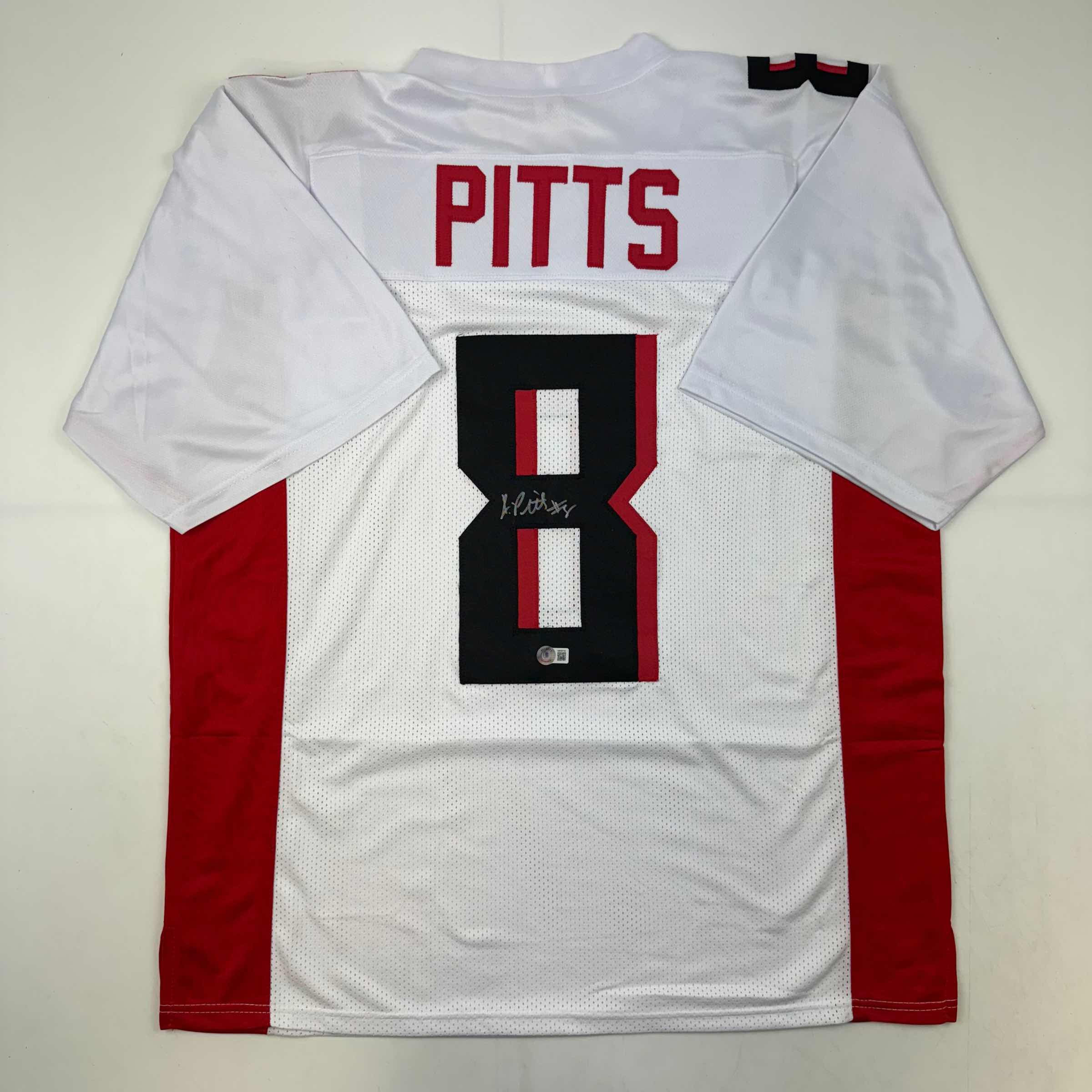 Autographed/Signed Kyle Pitts Atlanta White Football Jersey Beckett BAS COA