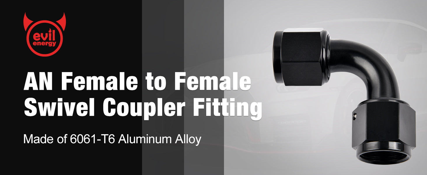 EVIL ENERGY 6/8/10AN Female to Female 90 Degree Swivel Coupler Union Fitting Adapter Aluminum 2PCS
