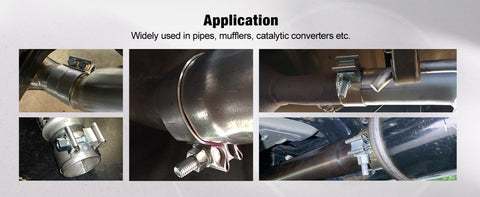 EXHAUST CLAMP Application widely used in pipes, mufflers, catalytic converters etc.