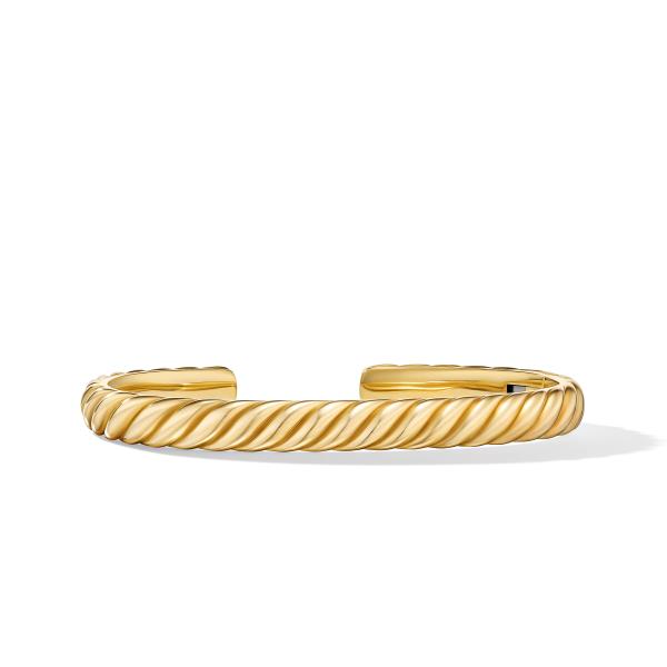 Sculpted Cable Cuff Bracelet in 18K Yellow Gold, 7mm