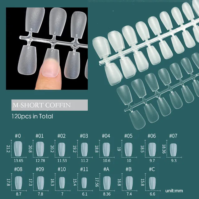 120pcs XXS Super Short  Full Cover Sculpted Soft Gel Nail Tips