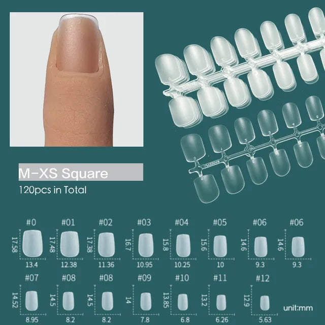 120pcs XXS Super Short  Full Cover Sculpted Soft Gel Nail Tips