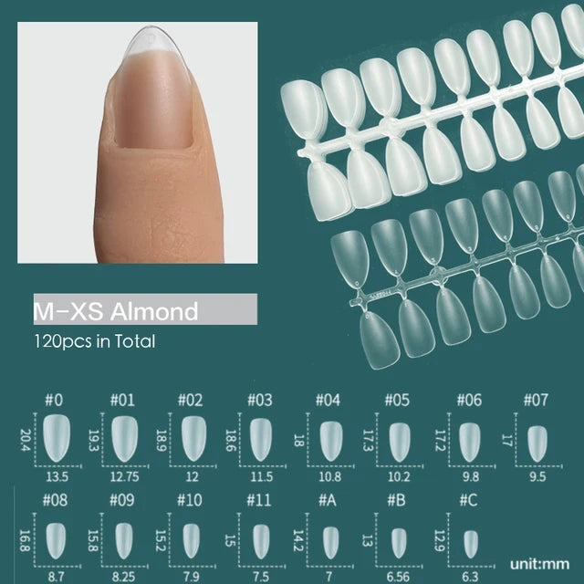 120pcs XXS Super Short  Full Cover Sculpted Soft Gel Nail Tips