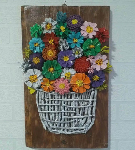 “pine cones can make up colorful artworks”