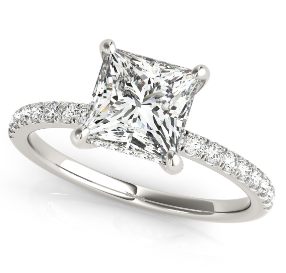 14K White Gold 1.87 CTW  Lab-Grown Diamond Princess Engagement RING