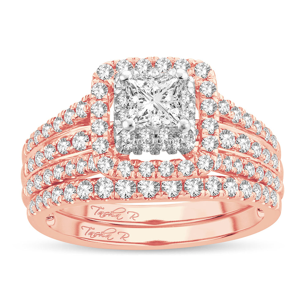 14K ROSE GOLD 1.50 CTW Diamond BRIDAL SET