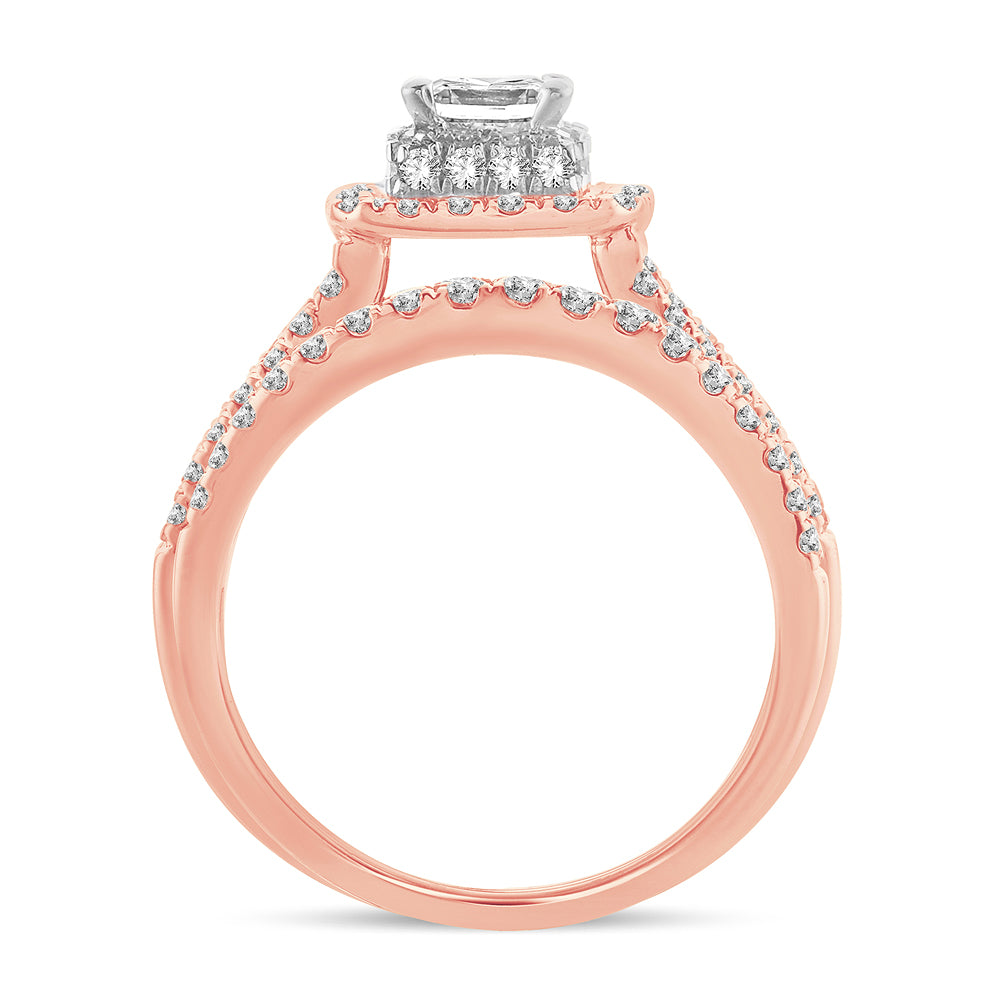 14K ROSE GOLD 1.50 CTW Diamond BRIDAL SET