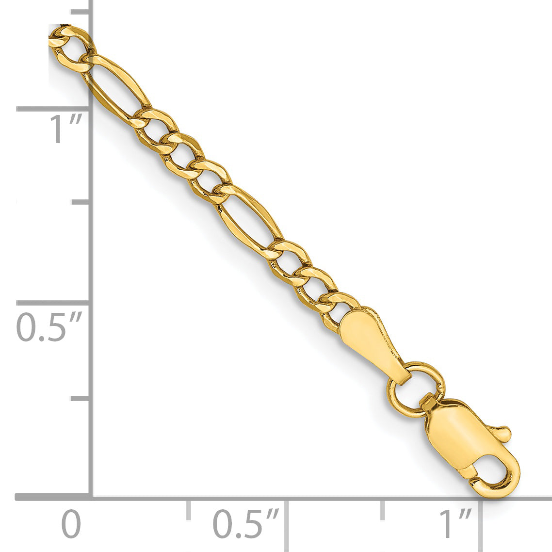 14k 2.5mm 9 in Semi-Solid Figaro Anklet