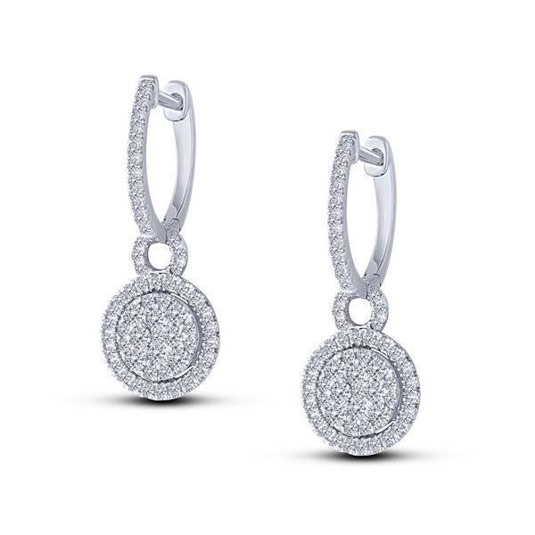 14K WHITE GOLD 0.75 CTW Composite Diamond Drop Round Earrings