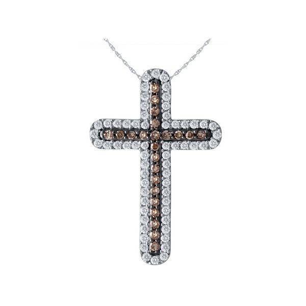 10K WHITE GOLD 0.50 CTW DIAMOND CROSS PENDANT