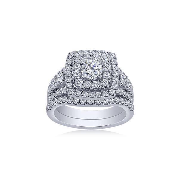 14K WHITE GOLD 2.00 CTW Diamond Round Bridal Set