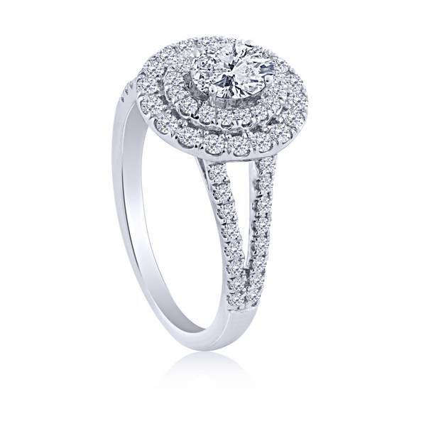 14K White Gold 1.00 CTW DIAMOND Oval Halo ENGAGEMENT Ring