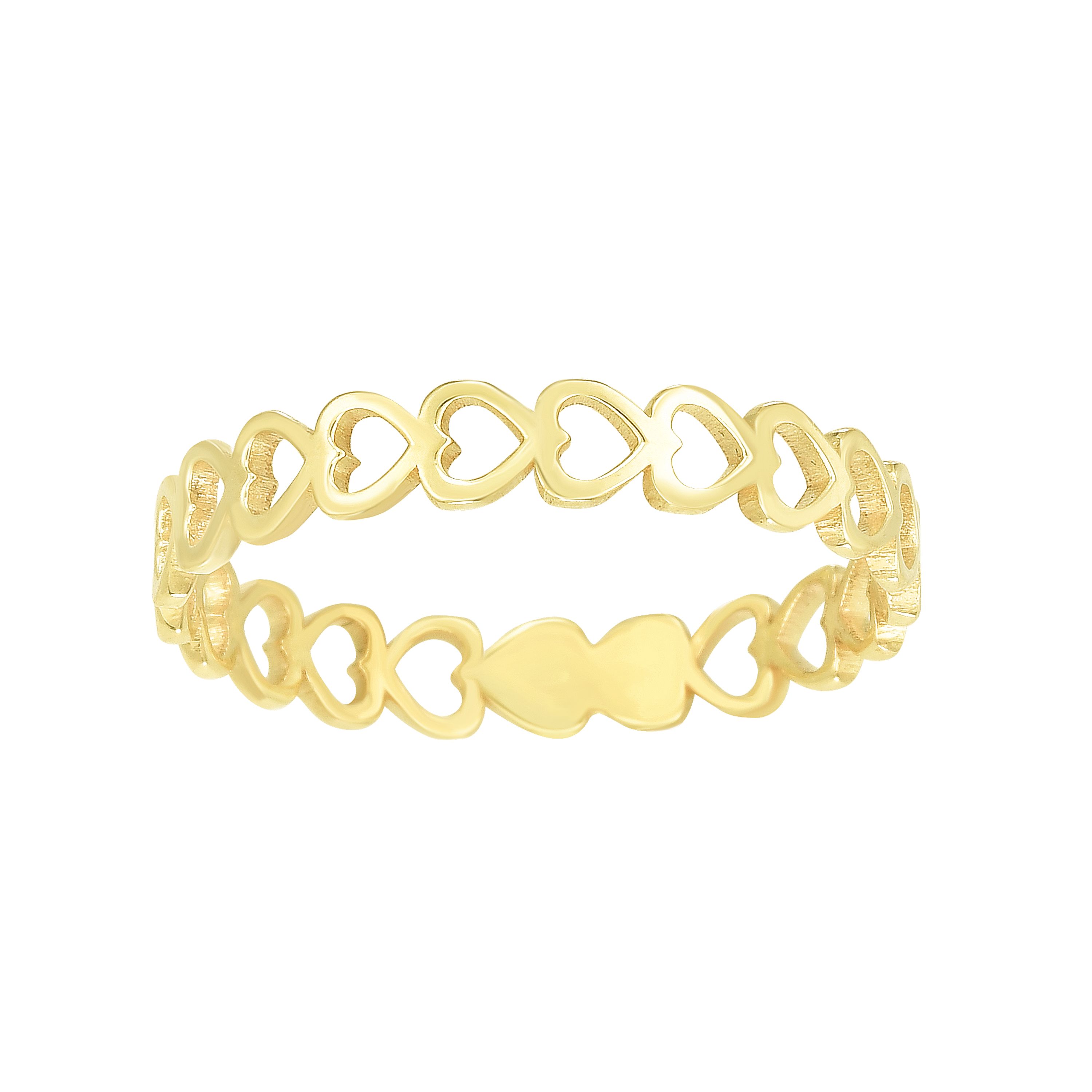 14K Gold Open Heart Stackabe Ring