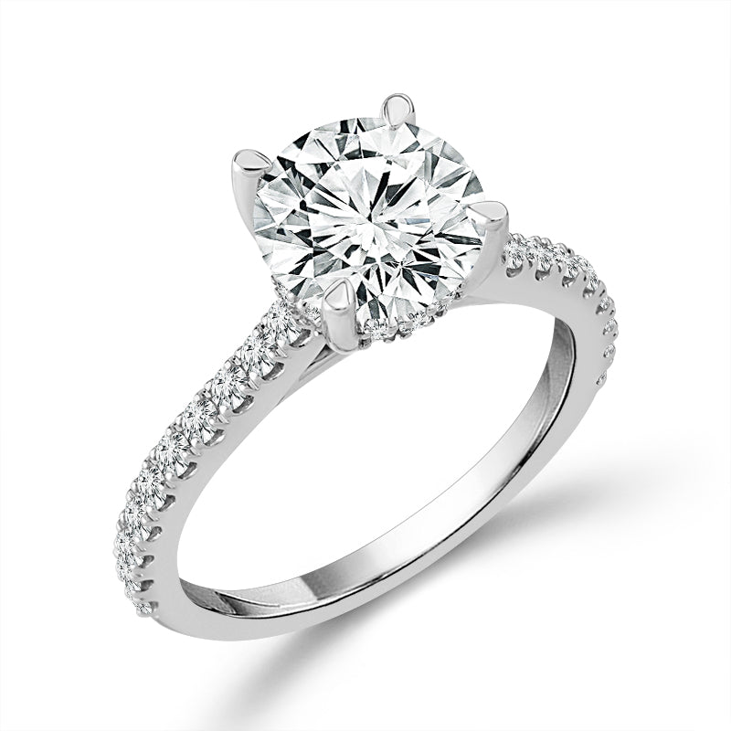 14K White Gold LAB-GROWN 2.5 Ctw Round Diamond Ring