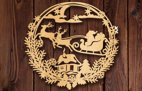 Christmas wood laser engraving