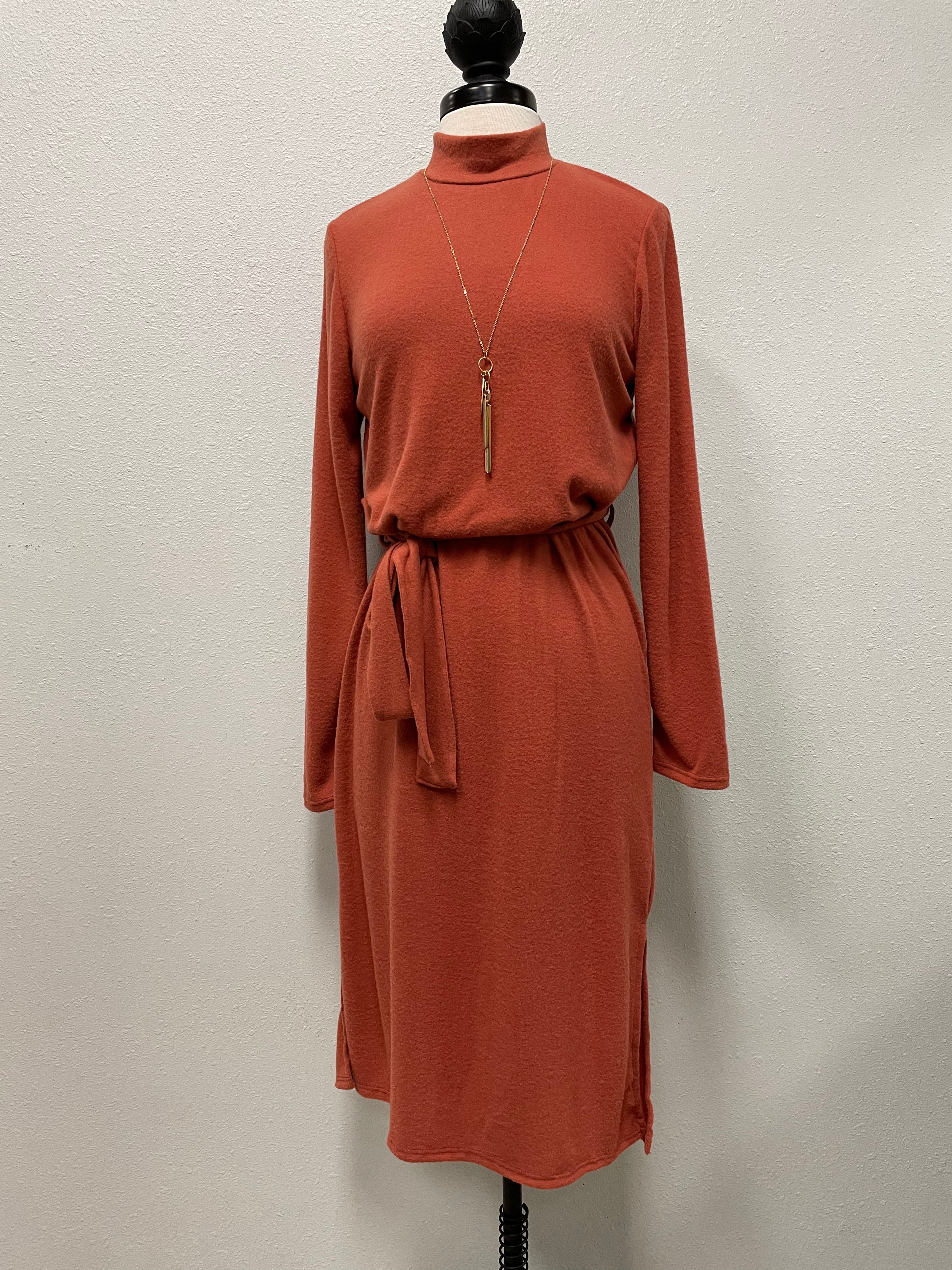 Clearance * Ultra Soft Mid-Length Dress in Pumpkin