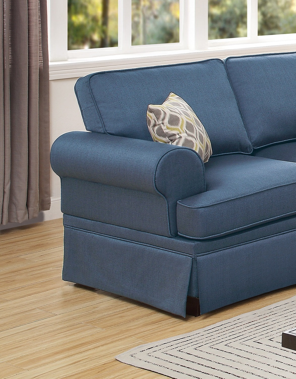 Charcoal Glossy Polyfiber 2pcs Sofa set Living Room