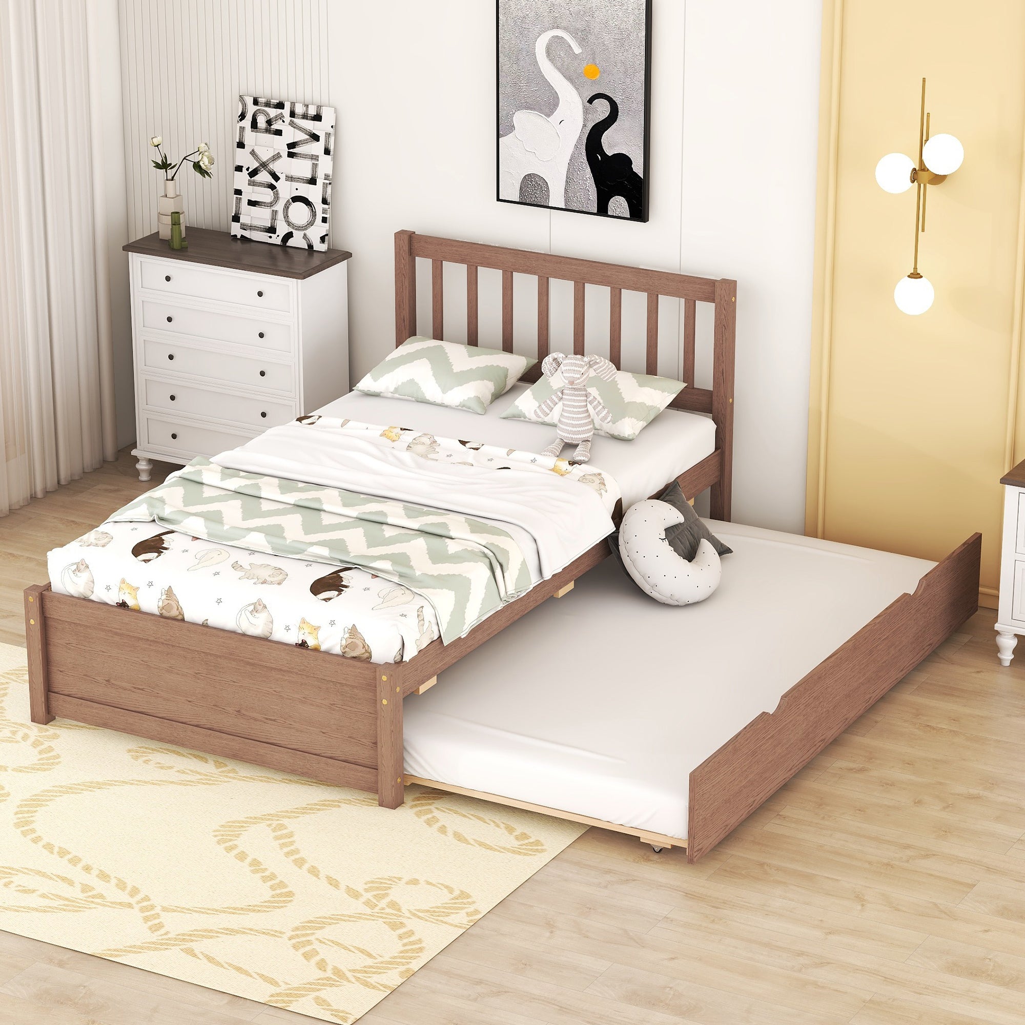 Modern Design Twin Size Platform Bed with 2 Drawers