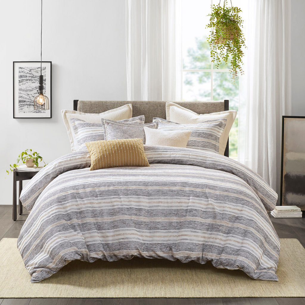 Oversized Chenille Jacquard Striped Comforter Set with