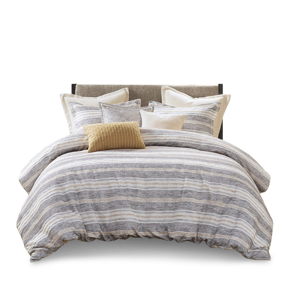 Oversized Chenille Jacquard Striped Comforter Set with